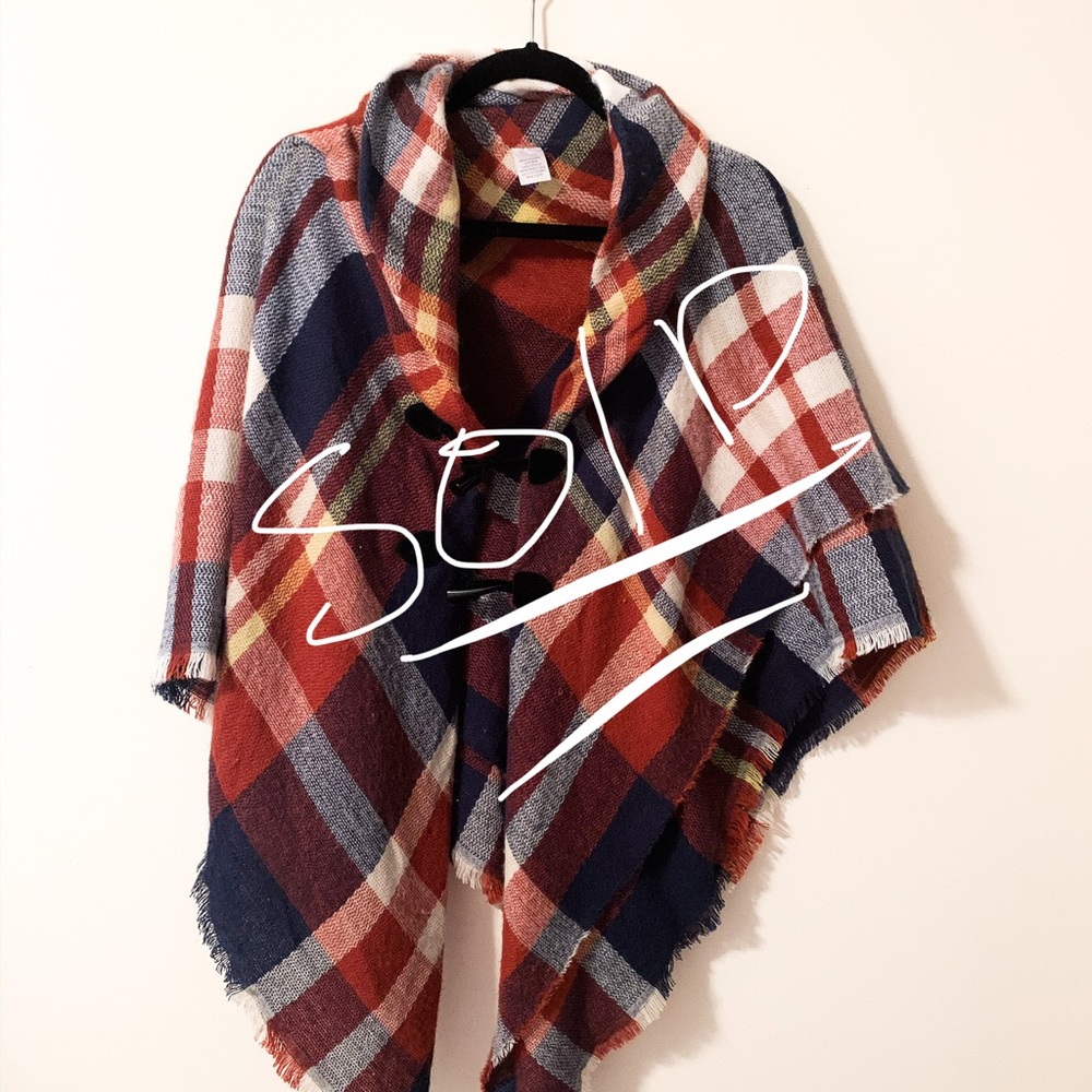 Plaid blanket shawl